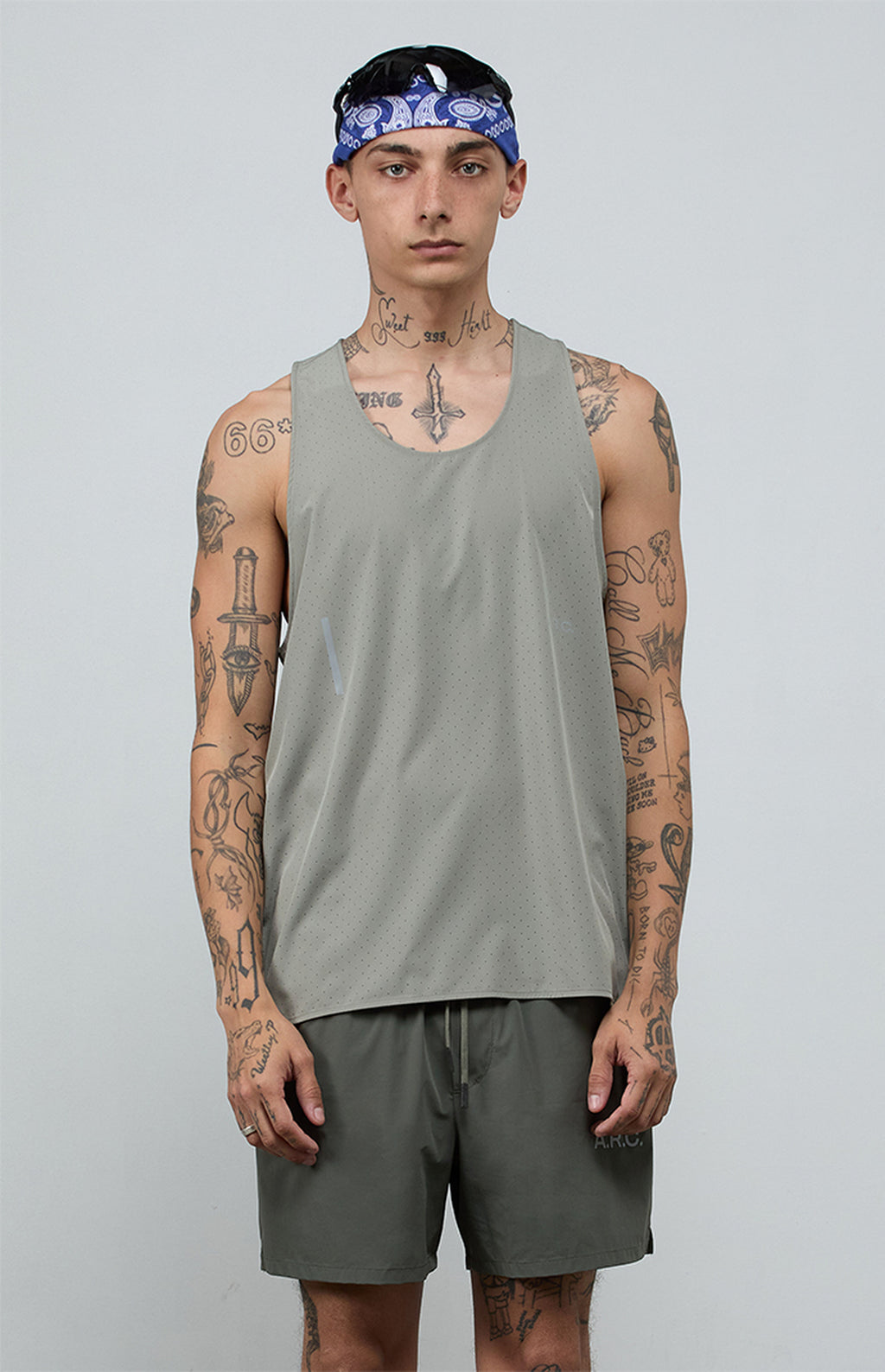 A.R.C. Gray Active Perforated Tank Top