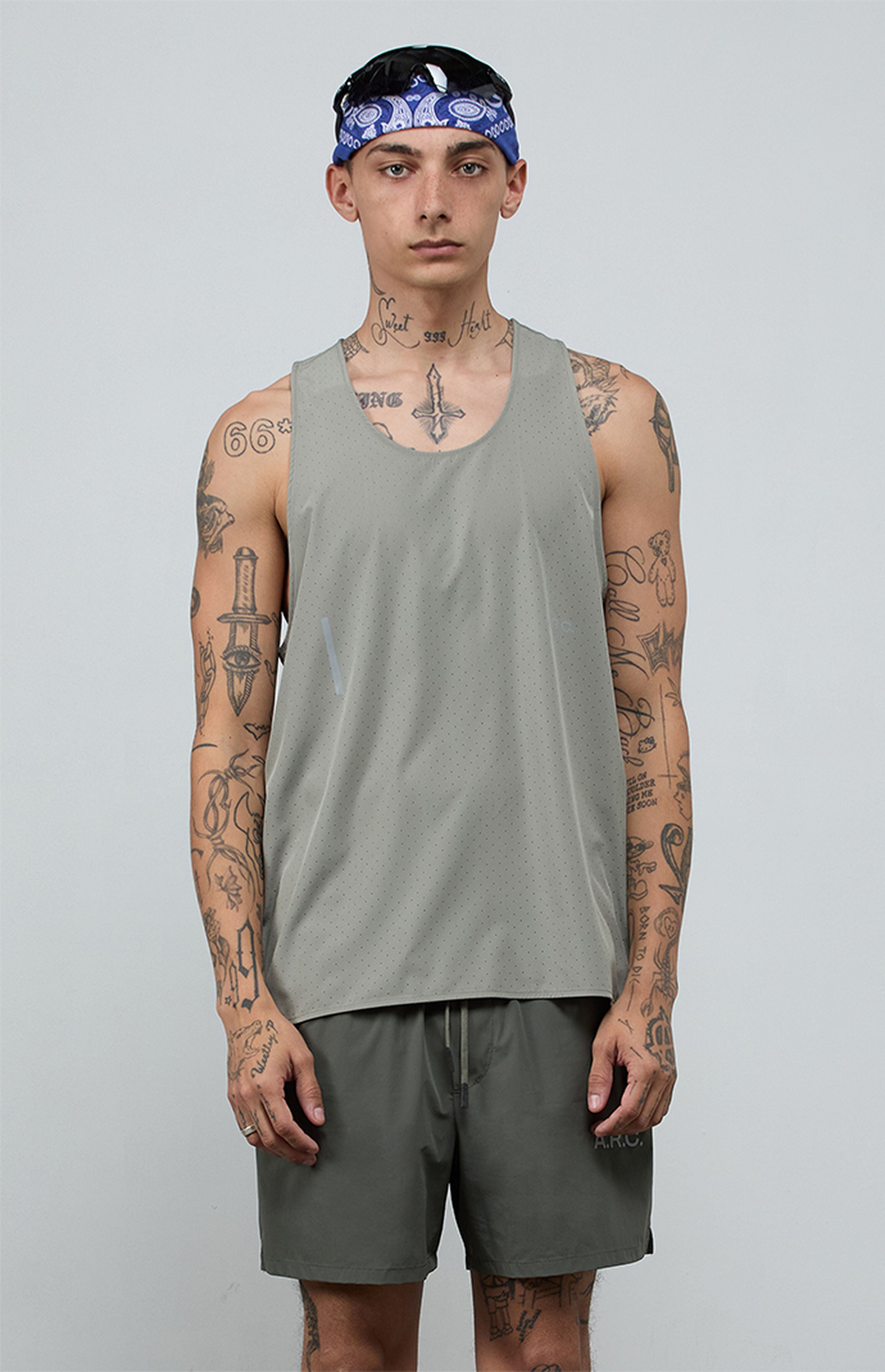 A.R.C. Gray Active Perforated Tank Top
