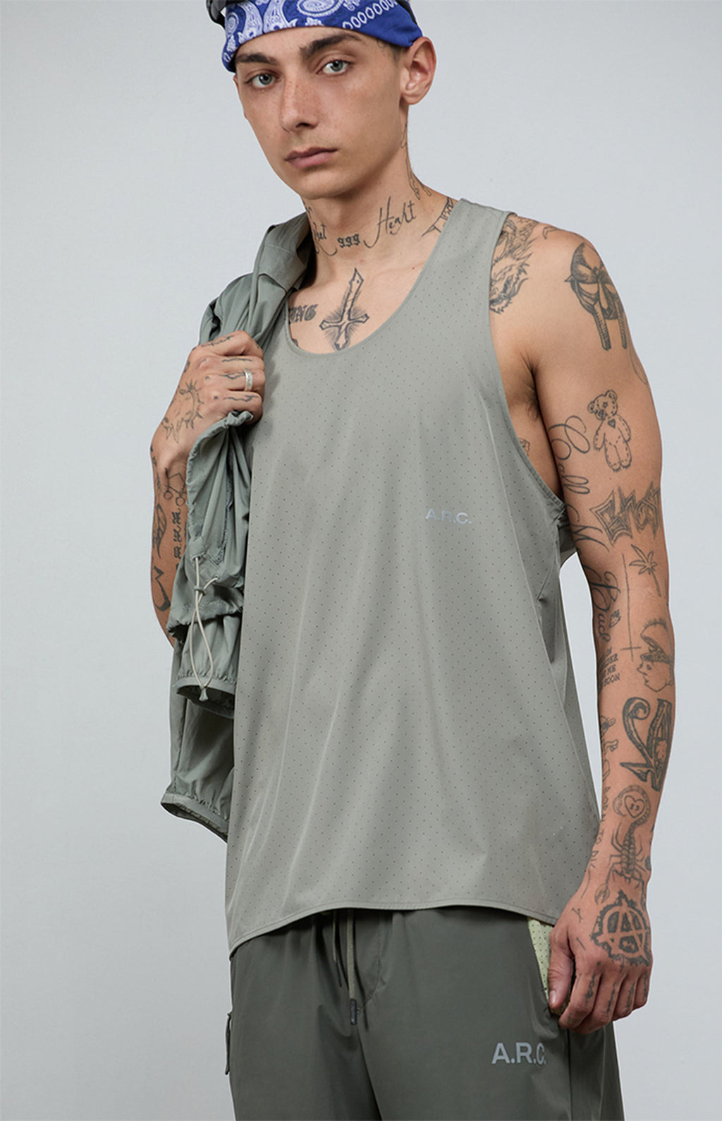 A.R.C. Gray Active Perforated Tank Top
