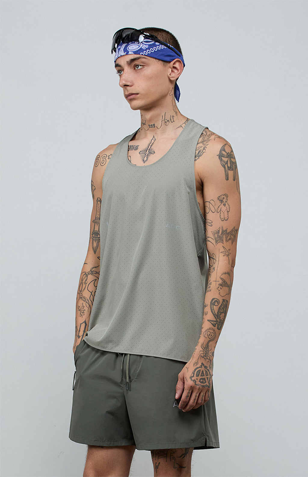 A.R.C. Gray Active Perforated Tank Top
