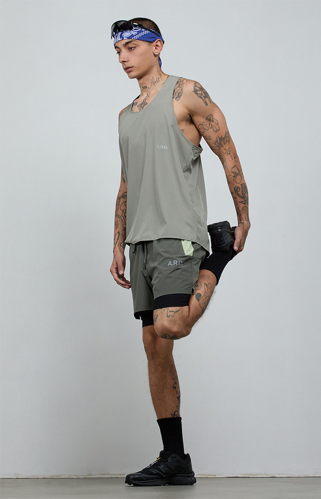 A.R.C. Gray Active Perforated Tank Top
