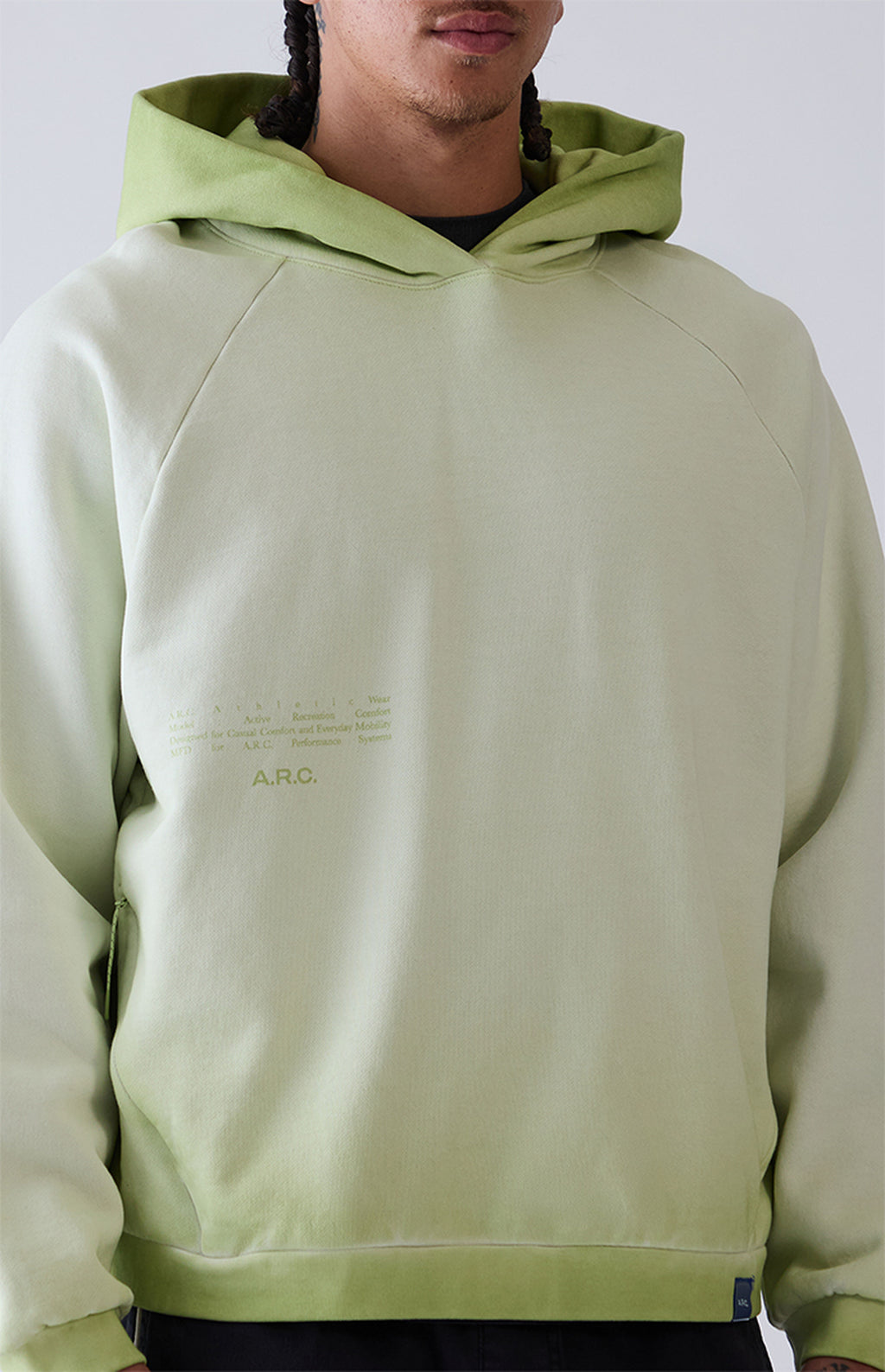 A.R.C. Green Raglan Vintage Wash Heavyweight Hoodie