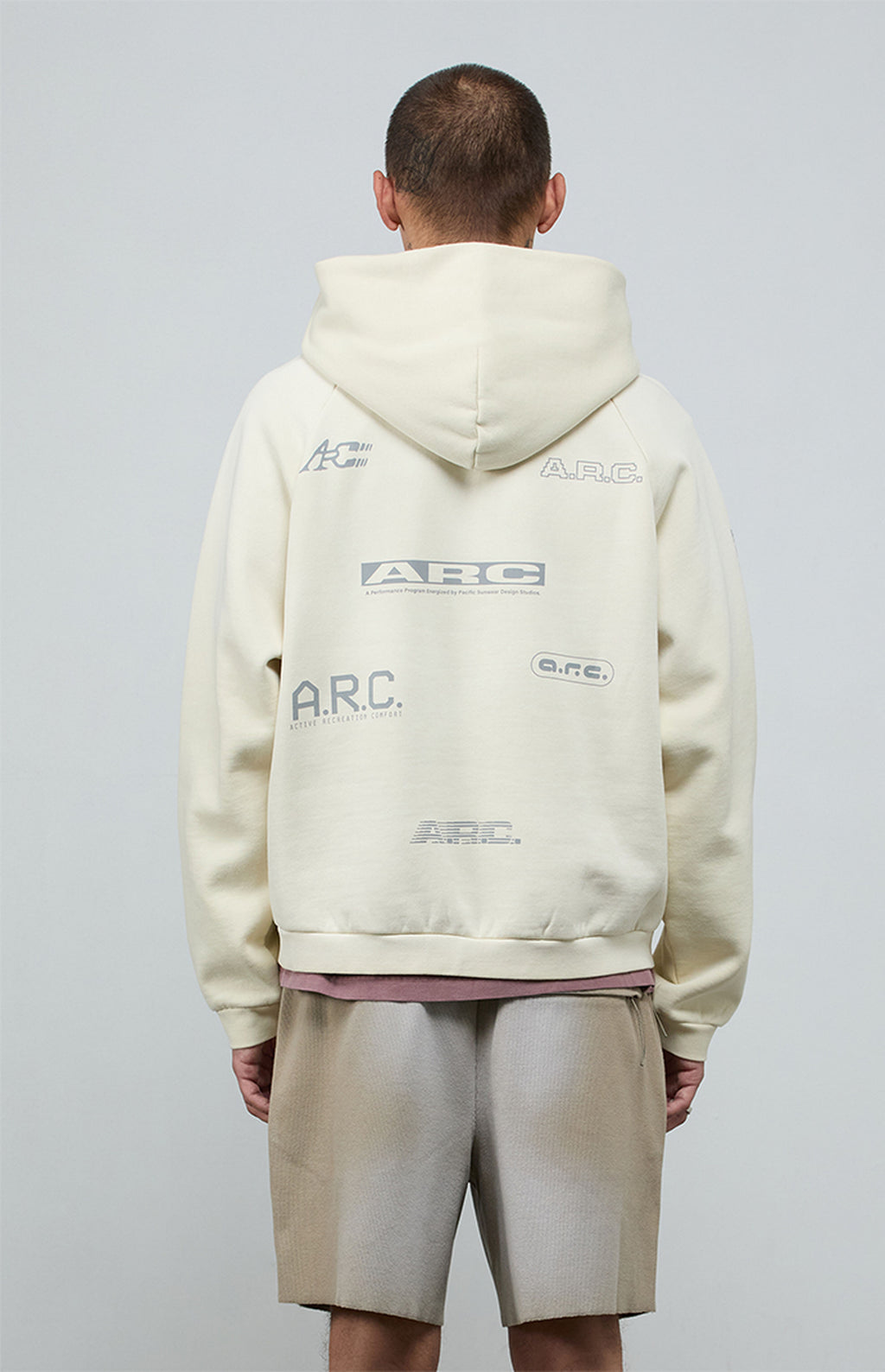 A.R.C. 1183 Light Gray Vintage Wash Heavyweight Raglan Oversized Fleece Hoodie