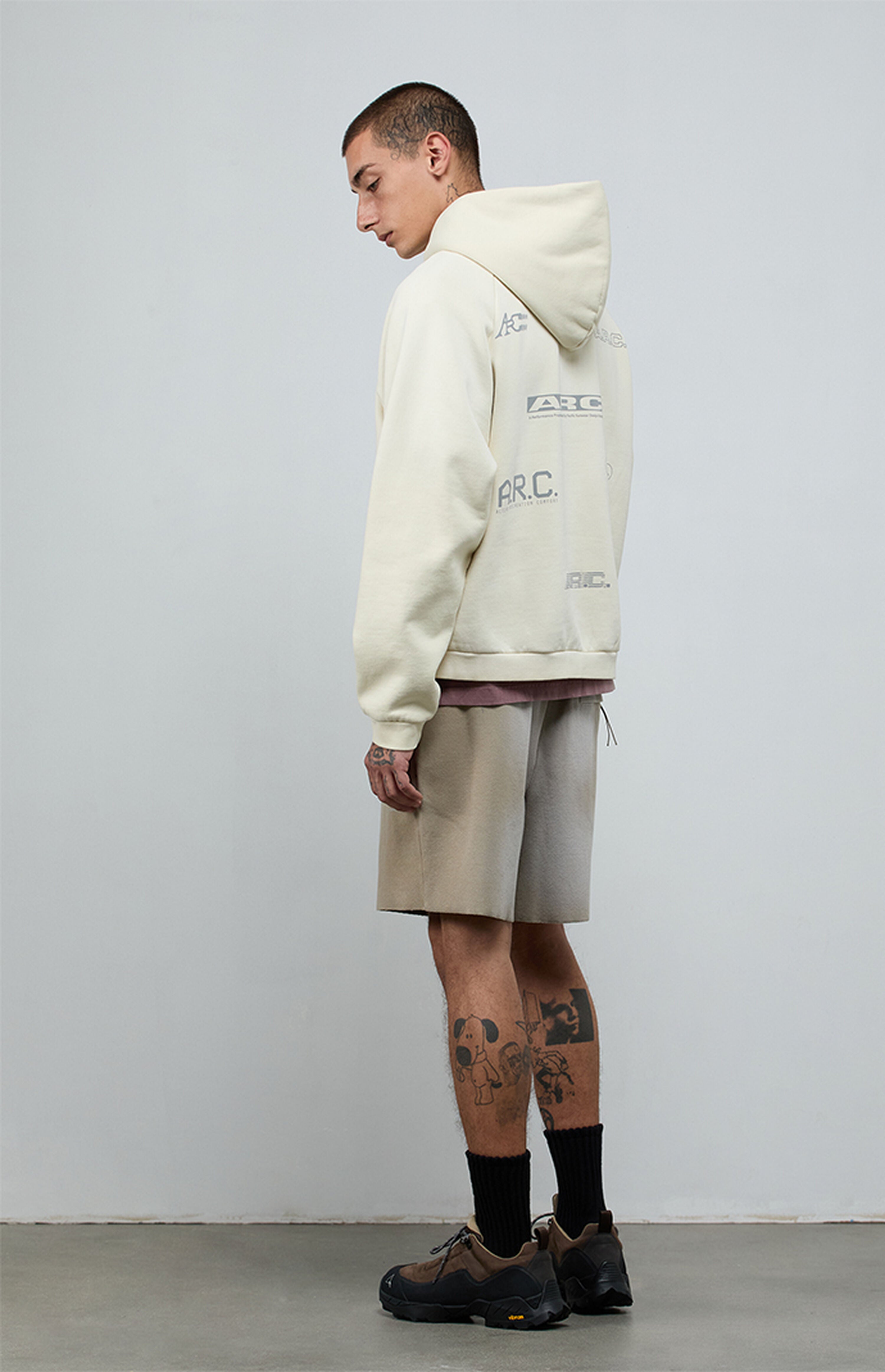 A.R.C. 1183 Light Gray Vintage Wash Heavyweight Raglan Oversized Fleece Hoodie