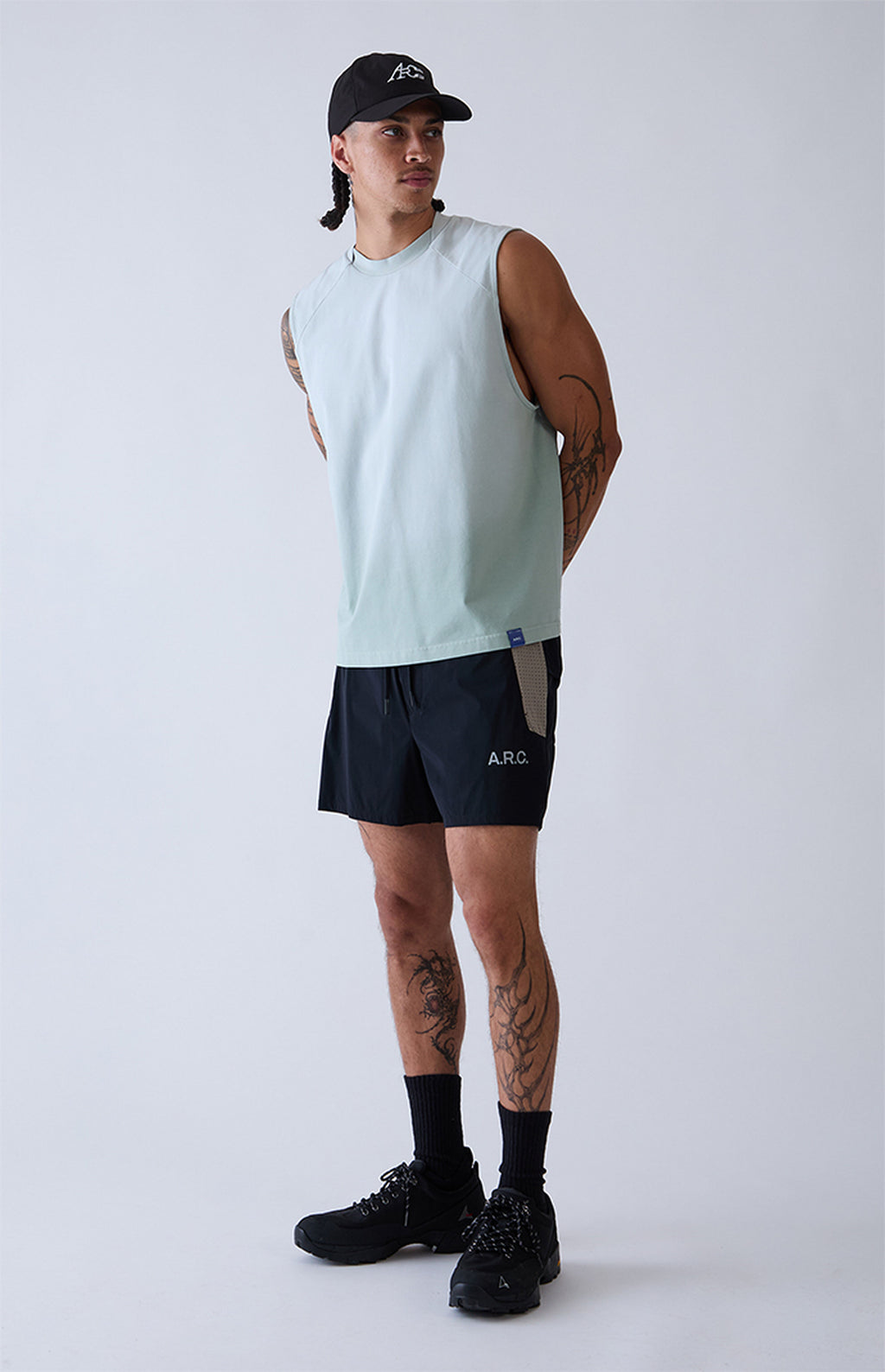 A.R.C. Blue Vintage Wash Form Muscle T-Shirt