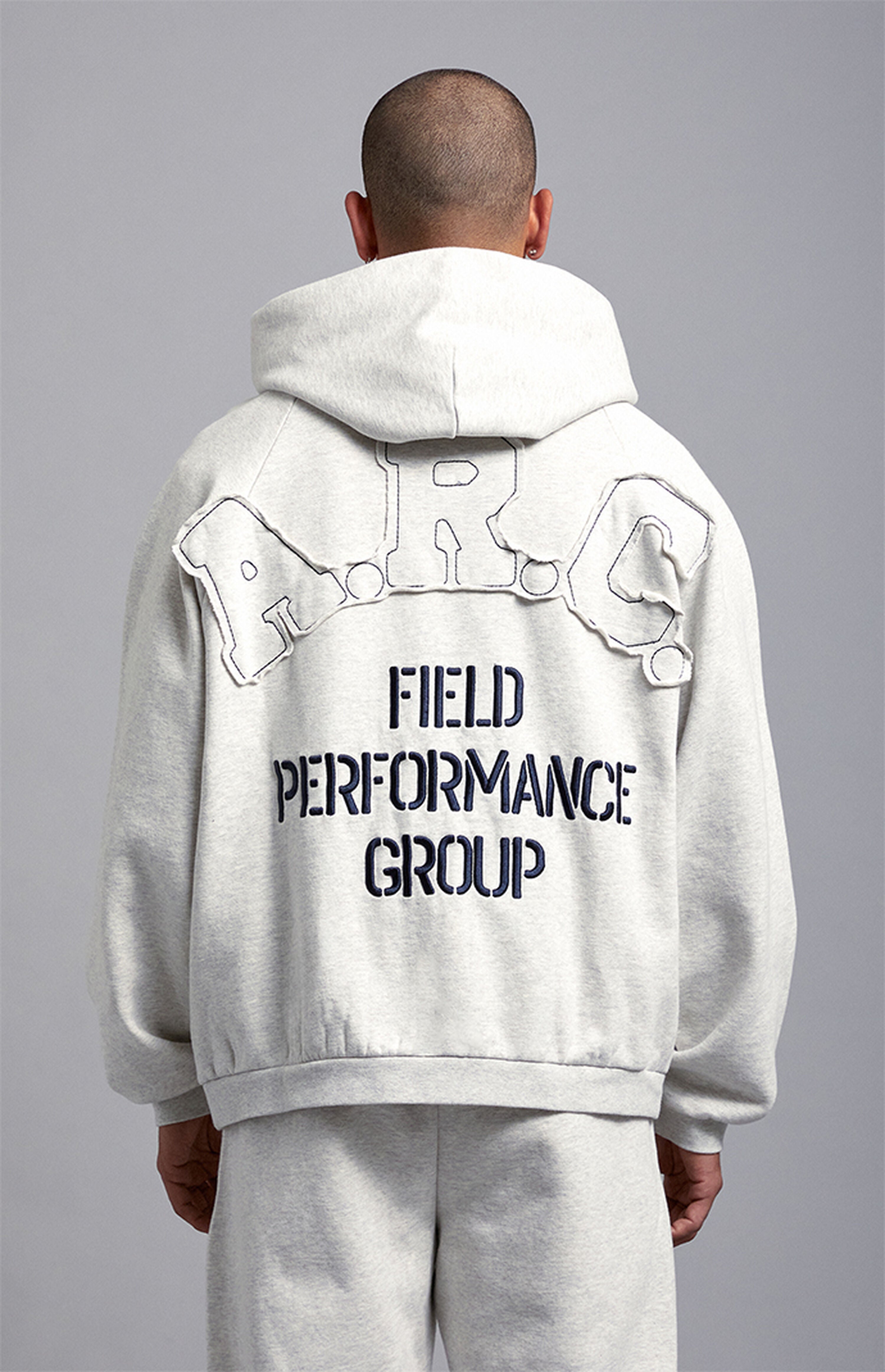 A.R.C. Heather Grey Field Applique Heavyweight Fleece Hoodie