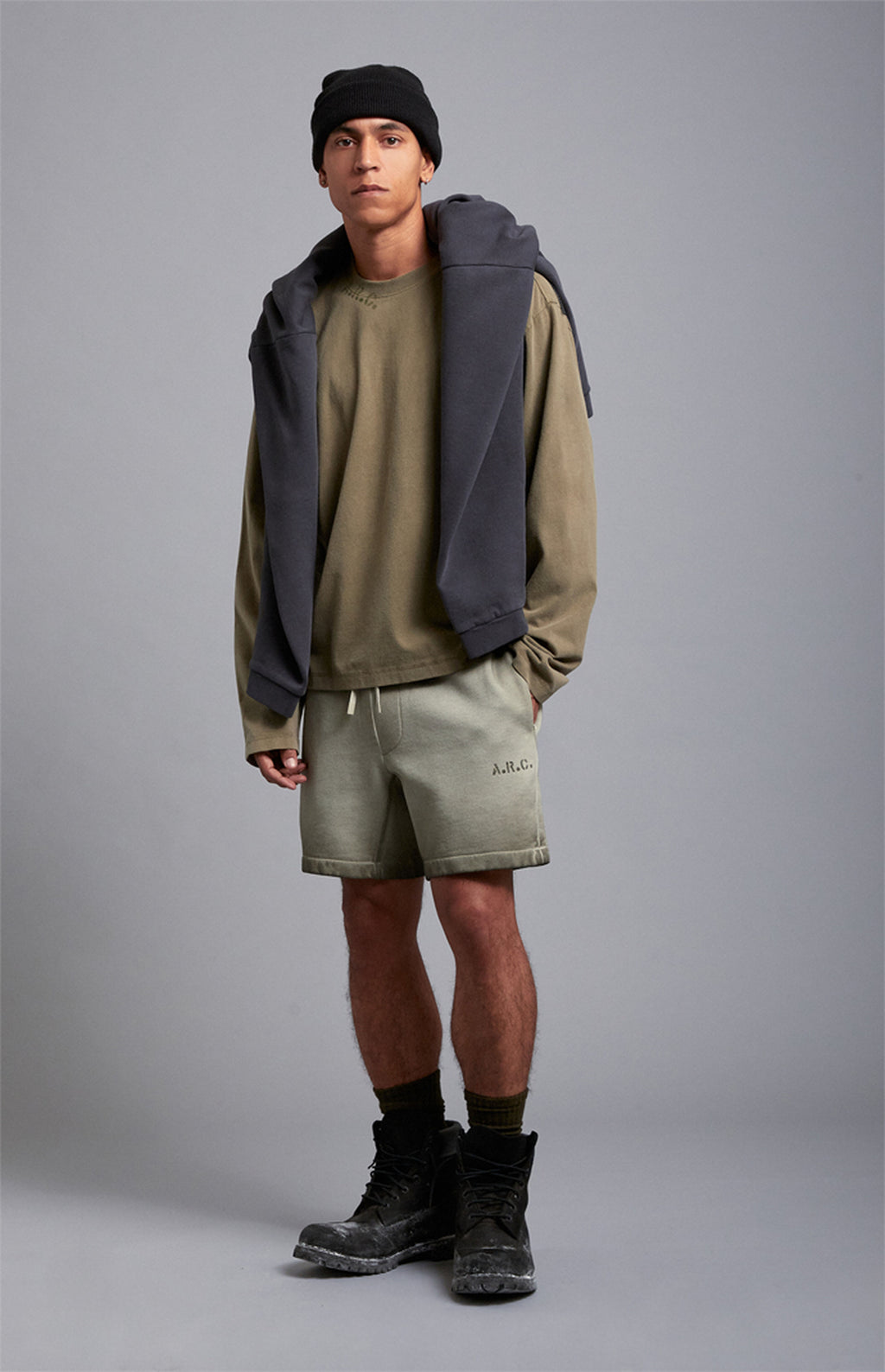 A.R.C. Olive Vintage Wash Heavyweight Fleece Sweat Shorts