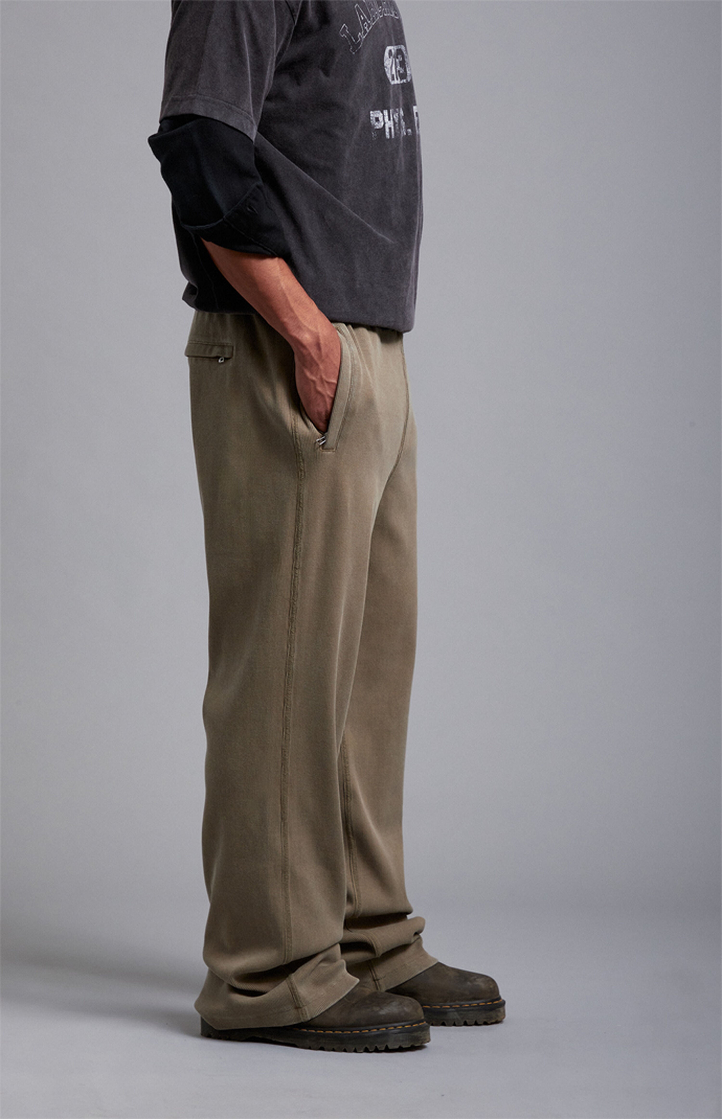 A.R.C. Green Ribbed Baggy Sweatpants