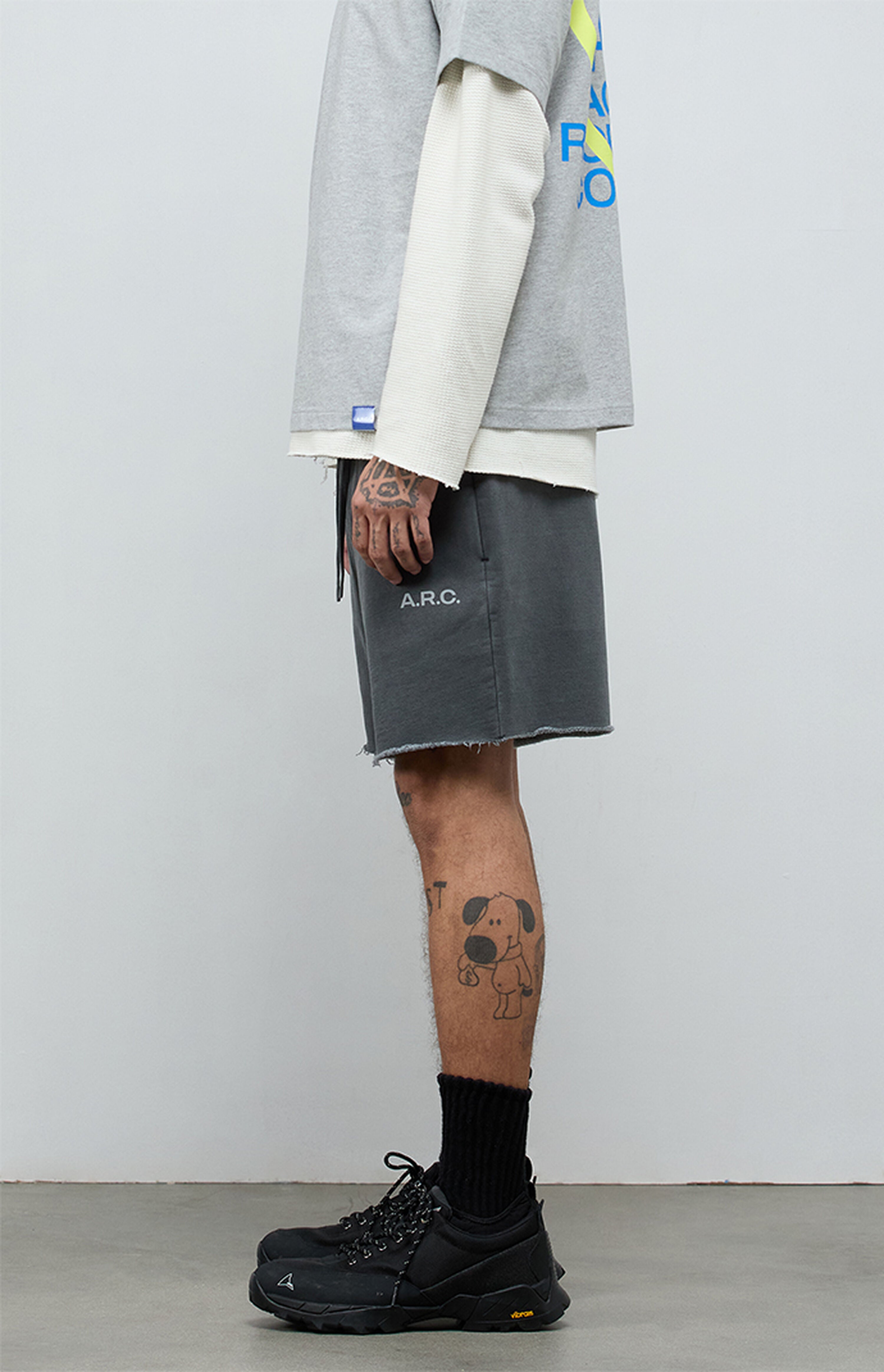 A.R.C. Black Vintage Washed Cutoff Fleece Sweat Shorts