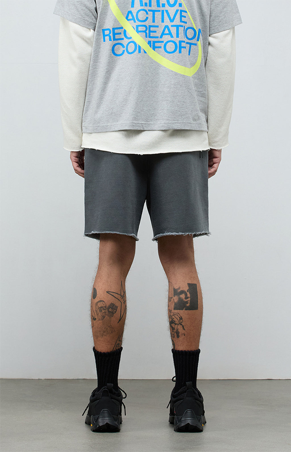 A.R.C. Black Vintage Washed Cutoff Fleece Sweat Shorts