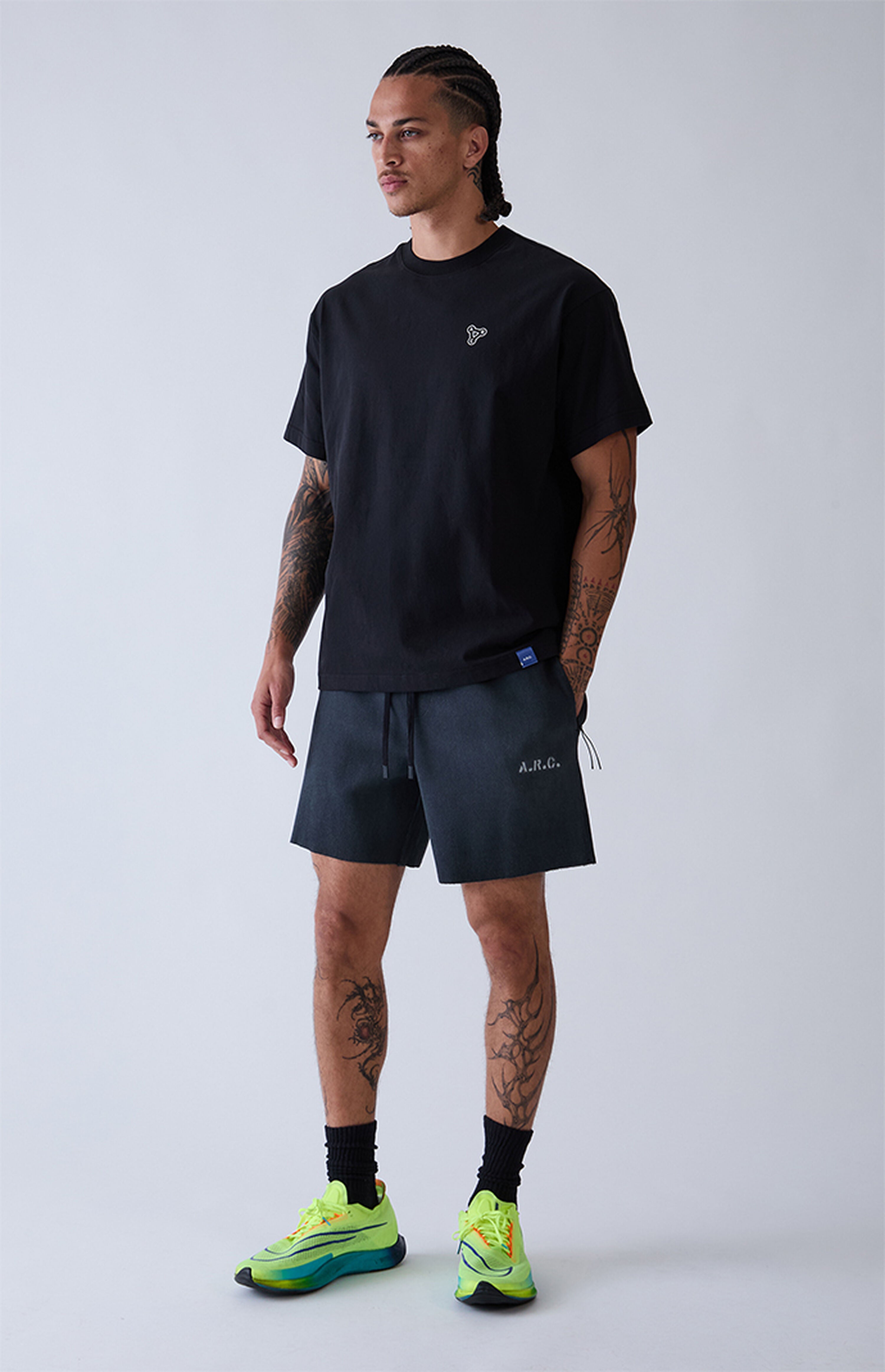 A.R.C. Black Vintage Wash Ribbed Knit Shorts
