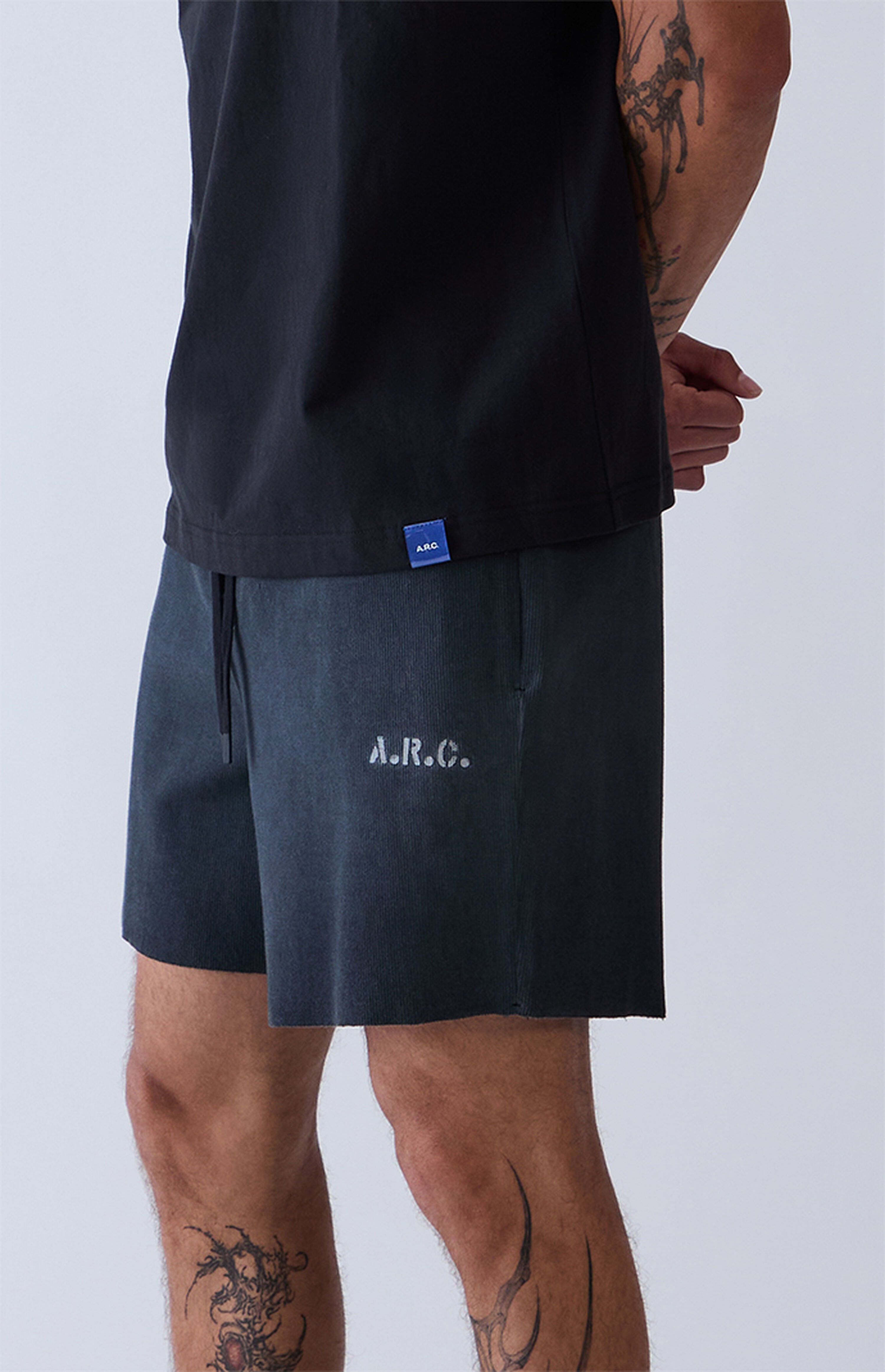 A.R.C. Black Vintage Wash Ribbed Knit Shorts