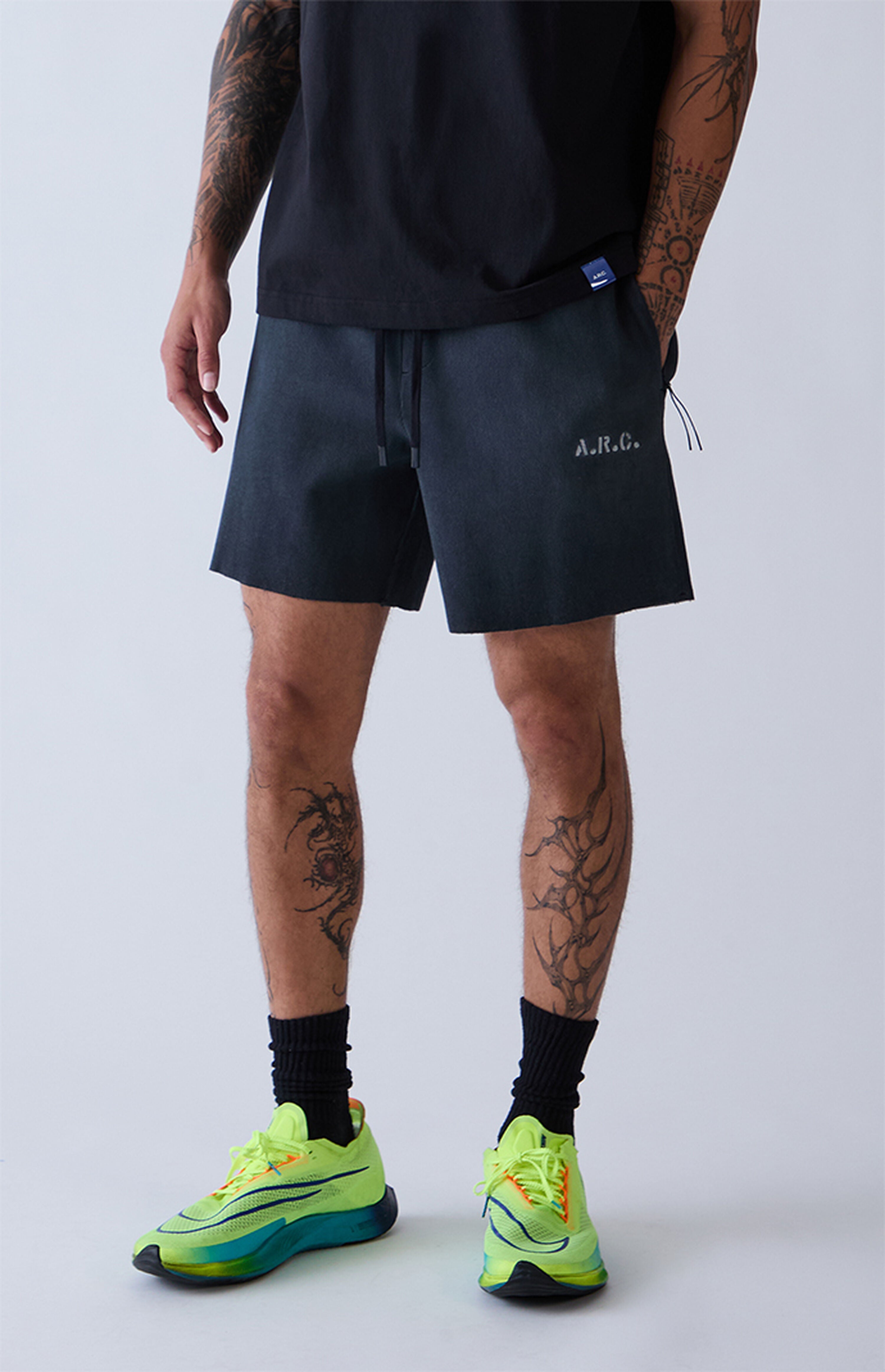 A.R.C. Black Vintage Wash Ribbed Knit Shorts