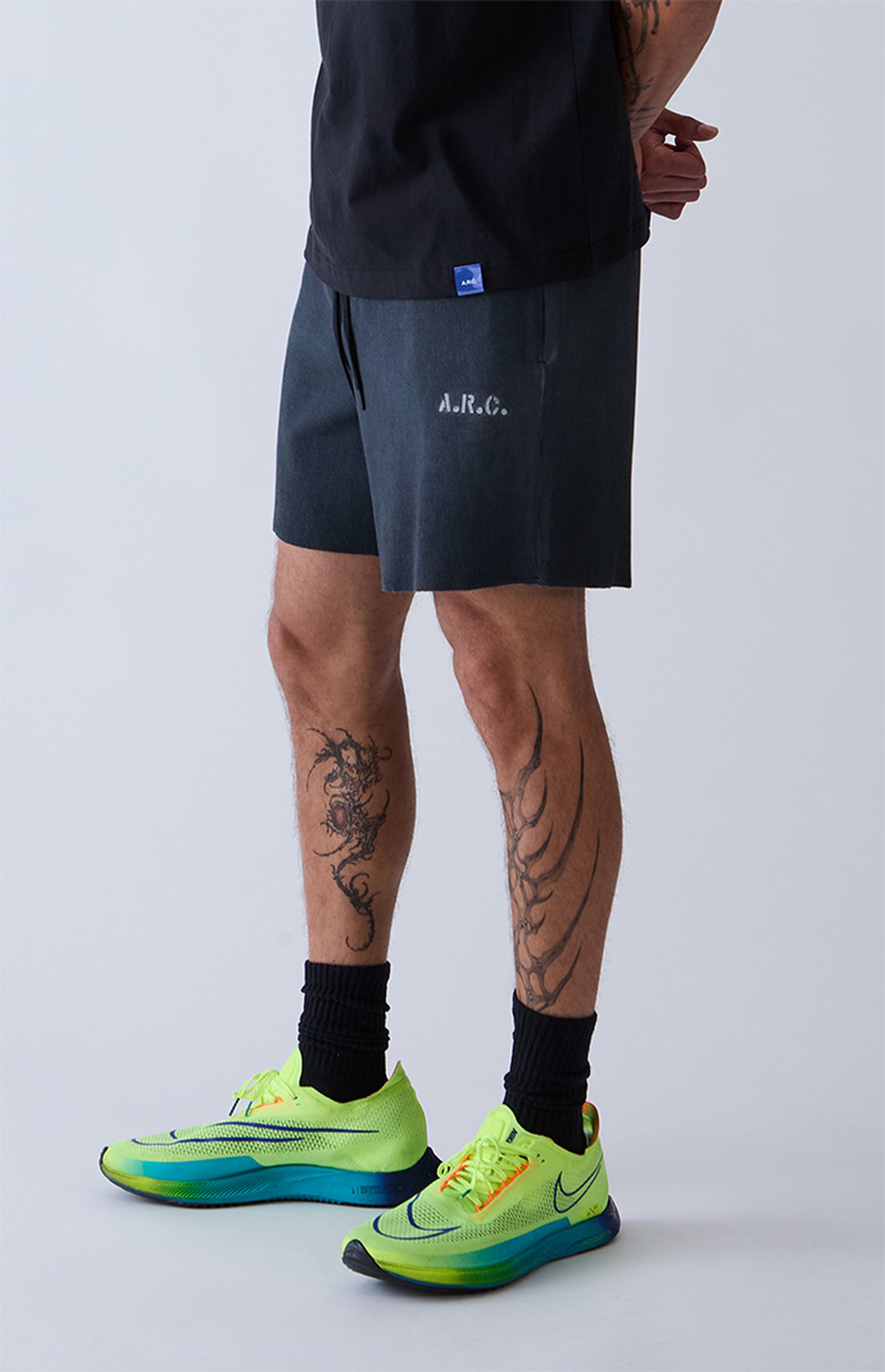 A.R.C. Black Vintage Wash Ribbed Knit Shorts