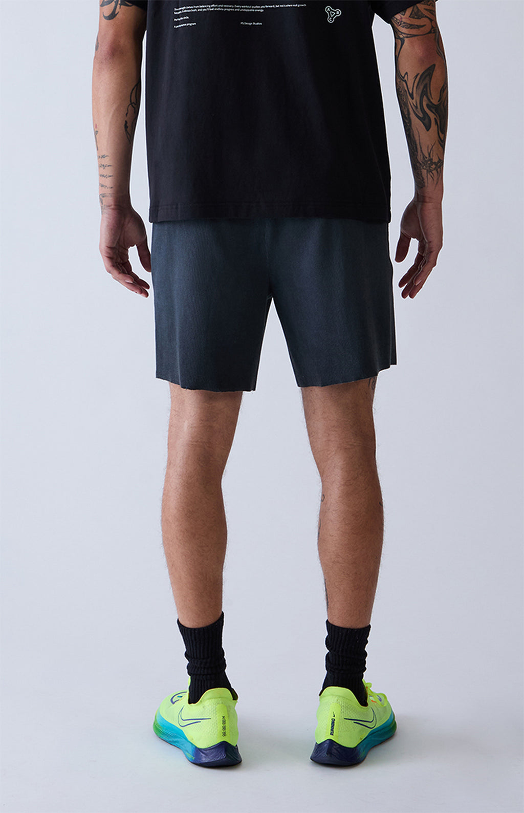 A.R.C. Black Vintage Wash Ribbed Knit Shorts