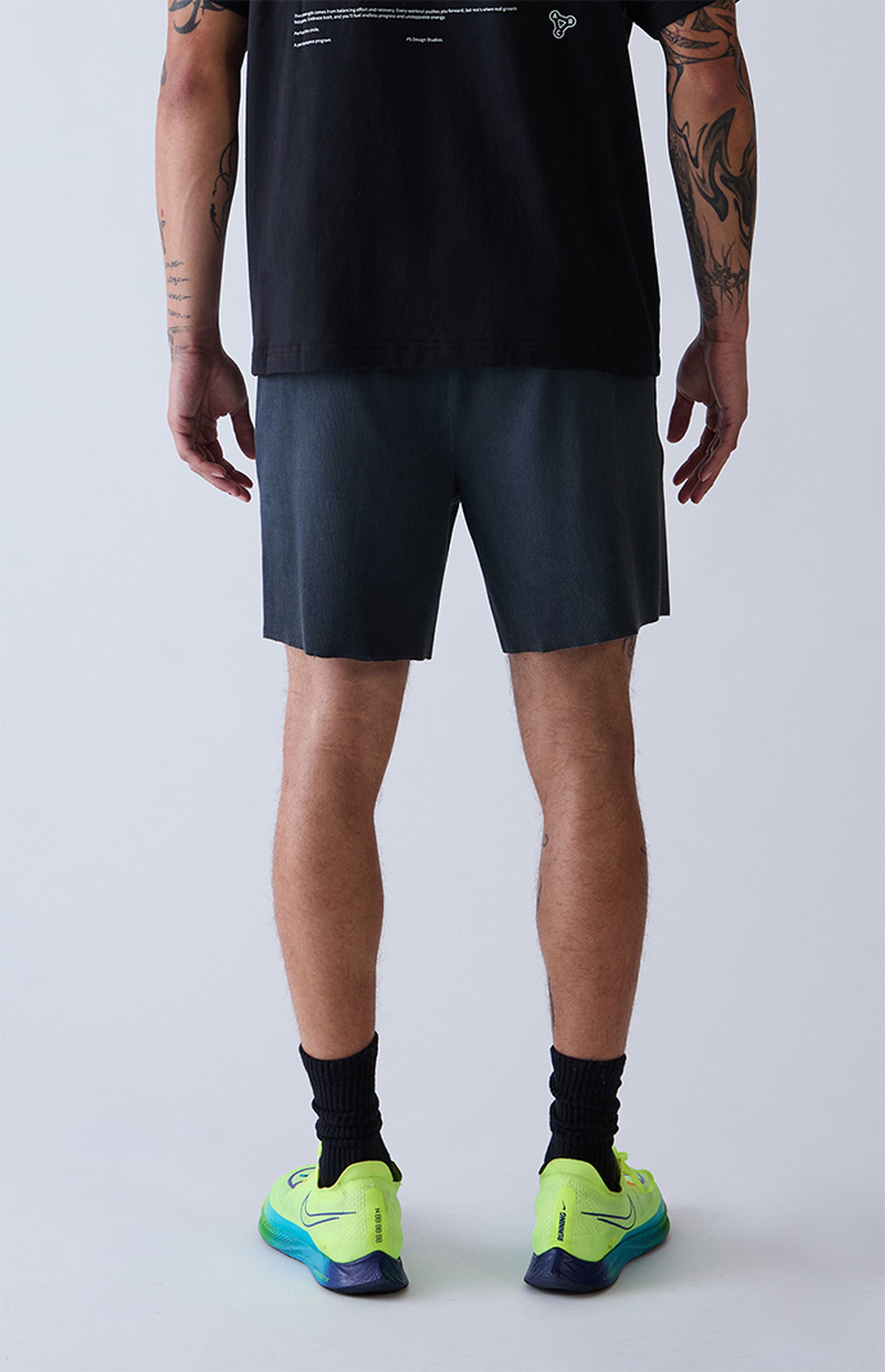 A.R.C. Black Vintage Wash Ribbed Knit Shorts