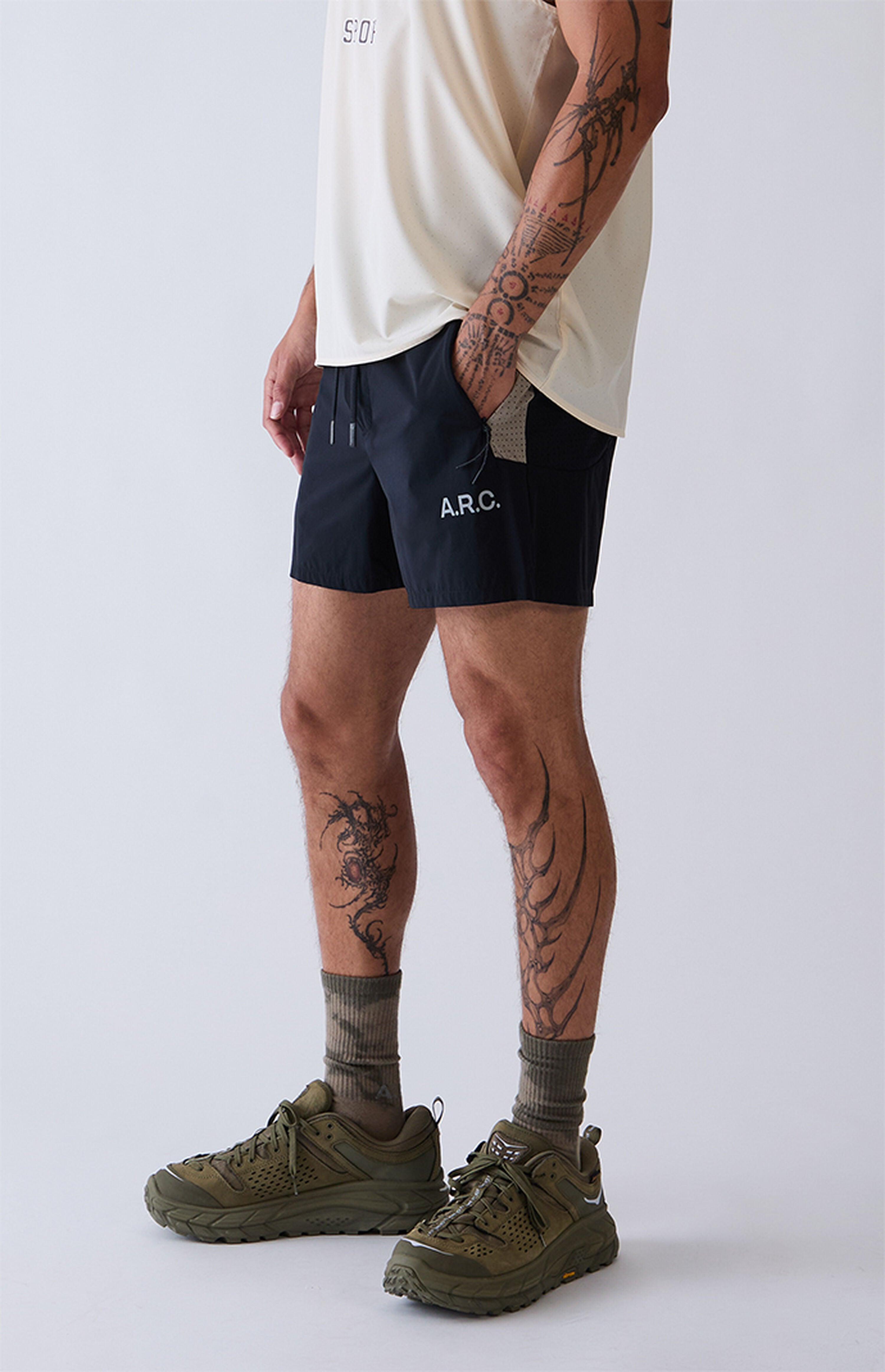 A.R.C. Active Black Khaki Running Shorts